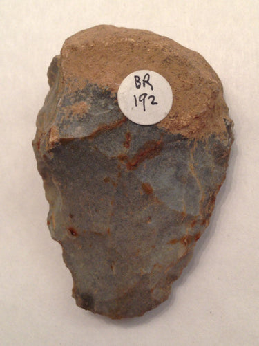 A small French Mousterian Handaxe with brown cortex and greyish surface